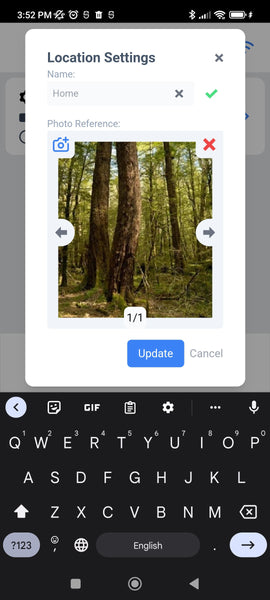 Prompt for photo and name of a location