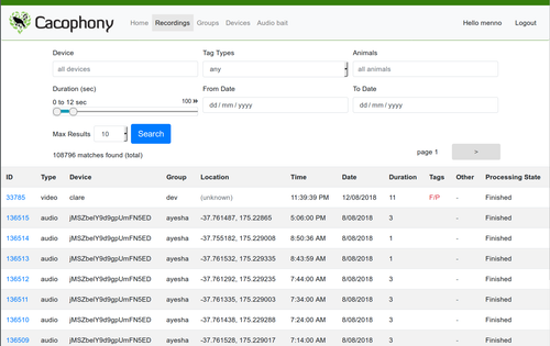 Bird monitoring cloud storage & processing